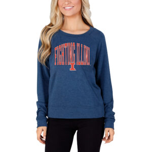 Women's Concepts Sport Navy Illinois Fighting Illini Mainstream Terry Long Sleeve T-Shirt