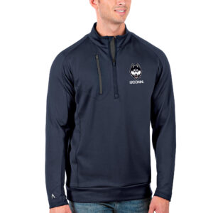 Men's Antigua Navy/Charcoal UConn Huskies Generation Half-Zip Pullover Jacket