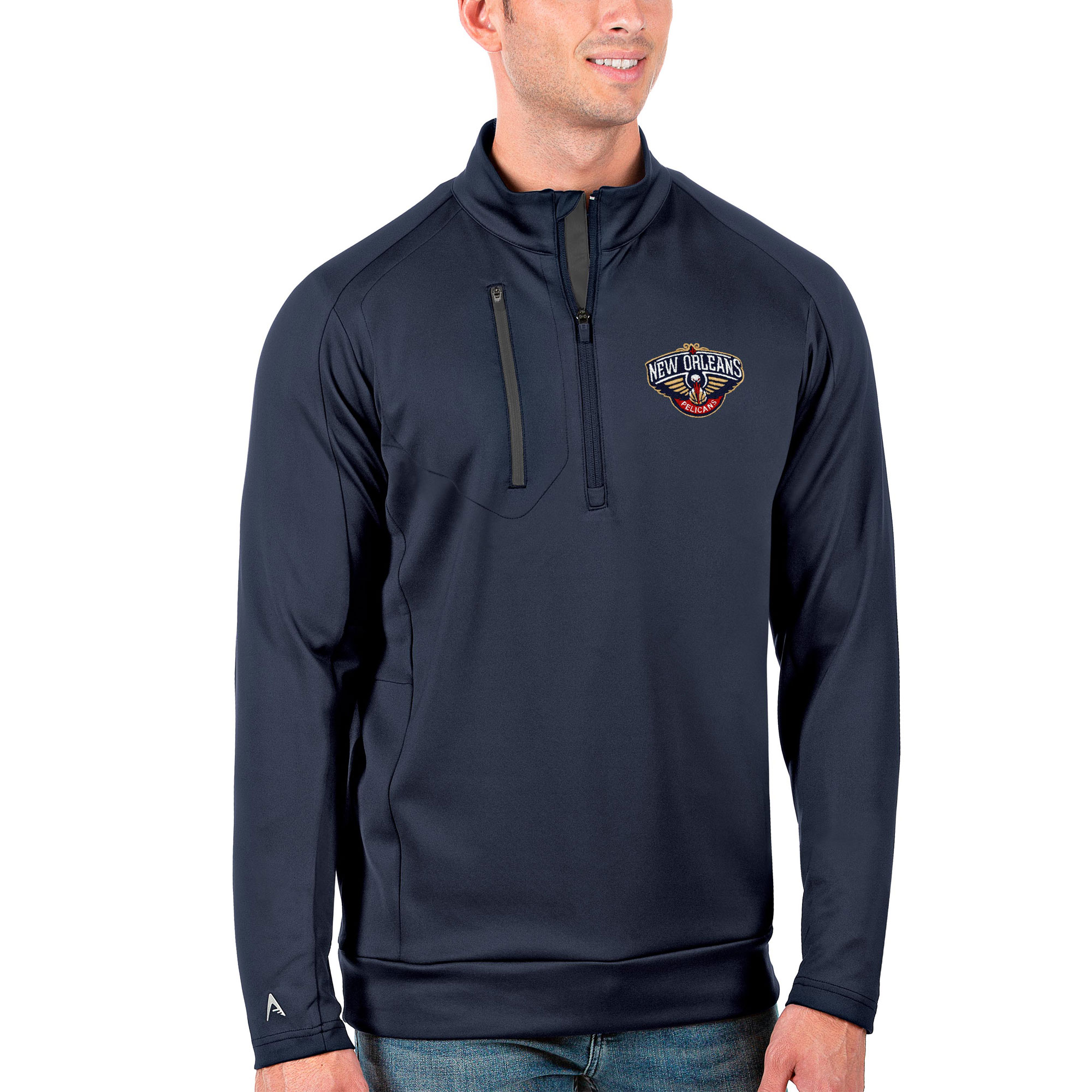 Men's Antigua Navy New Orleans Pelicans Big & Tall Generation Quarter-Zip Pullover Jacket