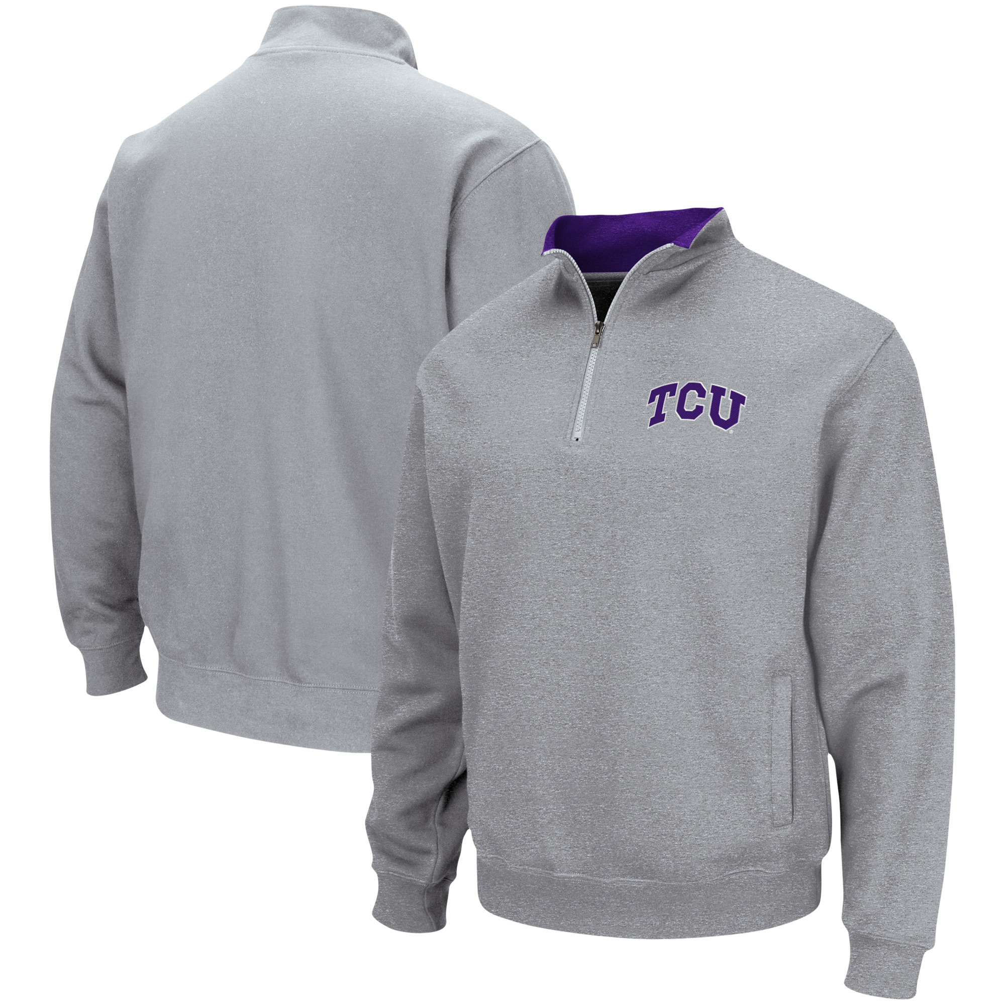 Men's Colosseum Heathered Gray TCU Horned Frogs Tortugas Team Logo Quarter-Zip Jacket - Image 5