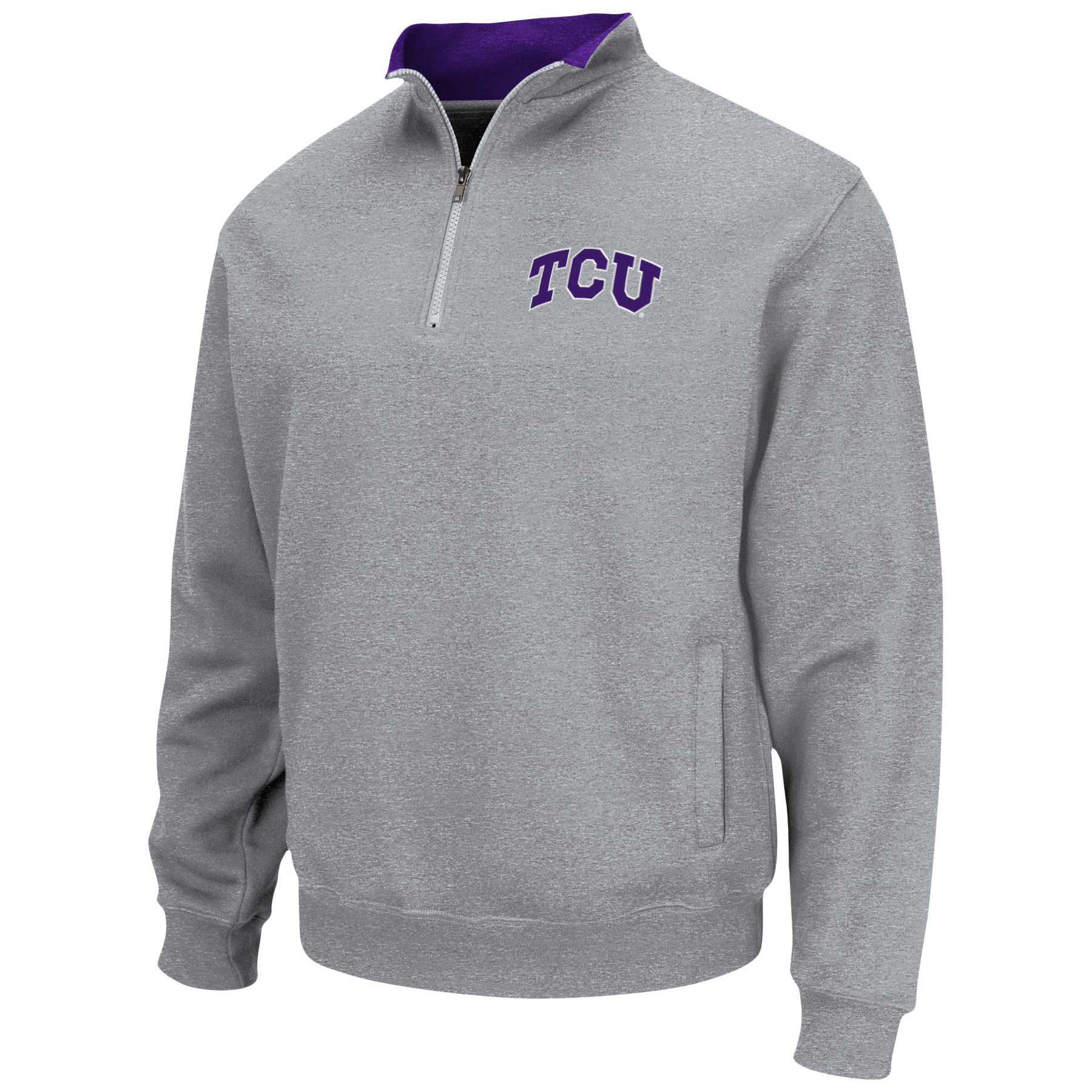 Men's Colosseum Heathered Gray TCU Horned Frogs Tortugas Team Logo Quarter-Zip Jacket - Image 3