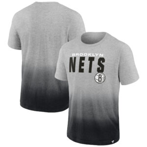 Men's Fanatics Heathered Gray/Black Brooklyn Nets Board Crasher Dip-Dye T-Shirt