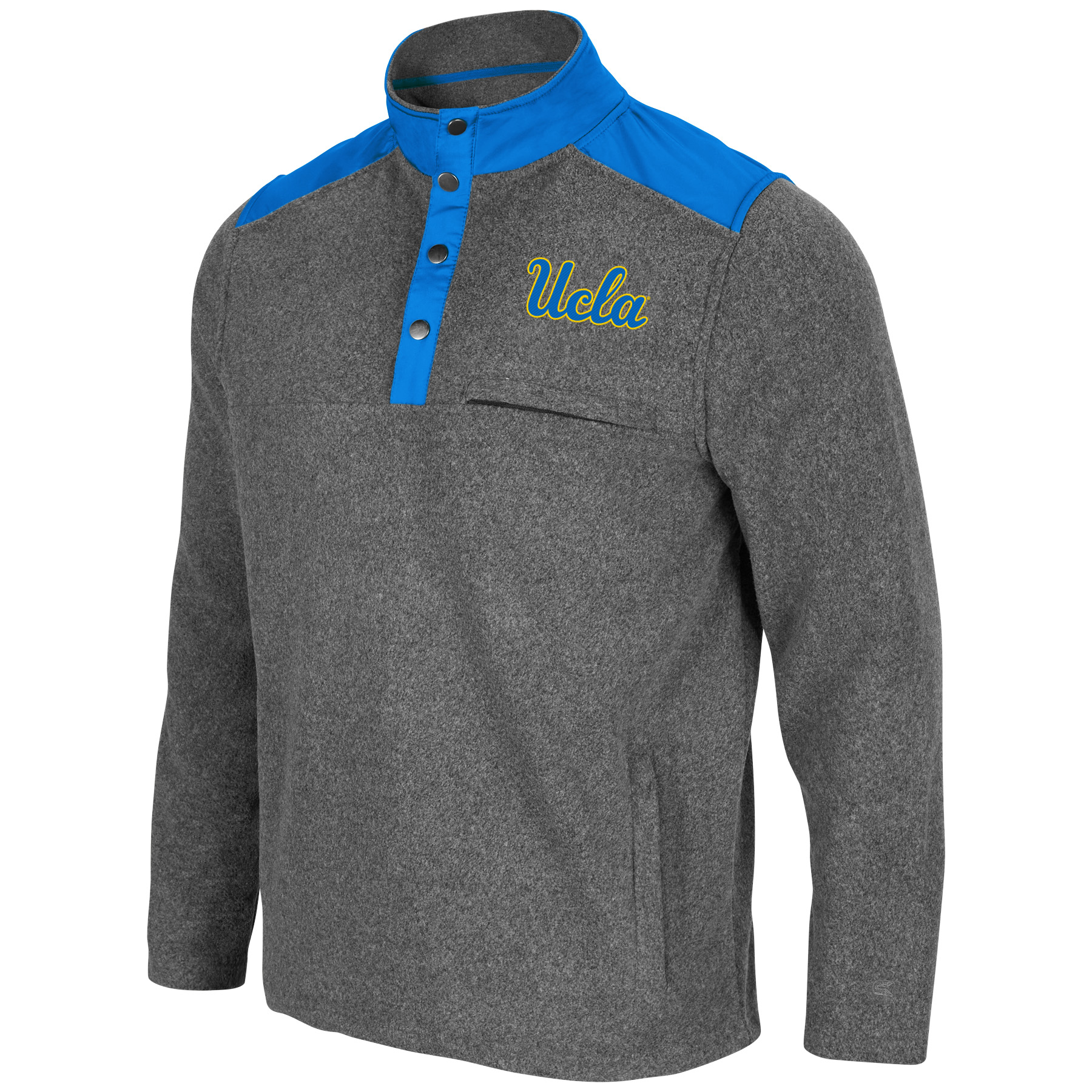 Men's Colosseum Heathered Charcoal/Blue UCLA Bruins Huff Snap Pullover - Image 3