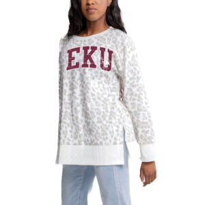 Women's Gameday Couture Gray Eastern Kentucky Colonels Side-Slit French Terry Crewneck Sweatshirt