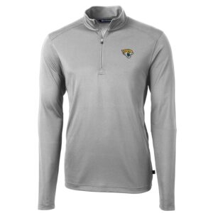 Men's Cutter & Buck Gray Jacksonville Jaguars Virtue Eco Pique Recycled Quarter-Zip Pullover Jacket