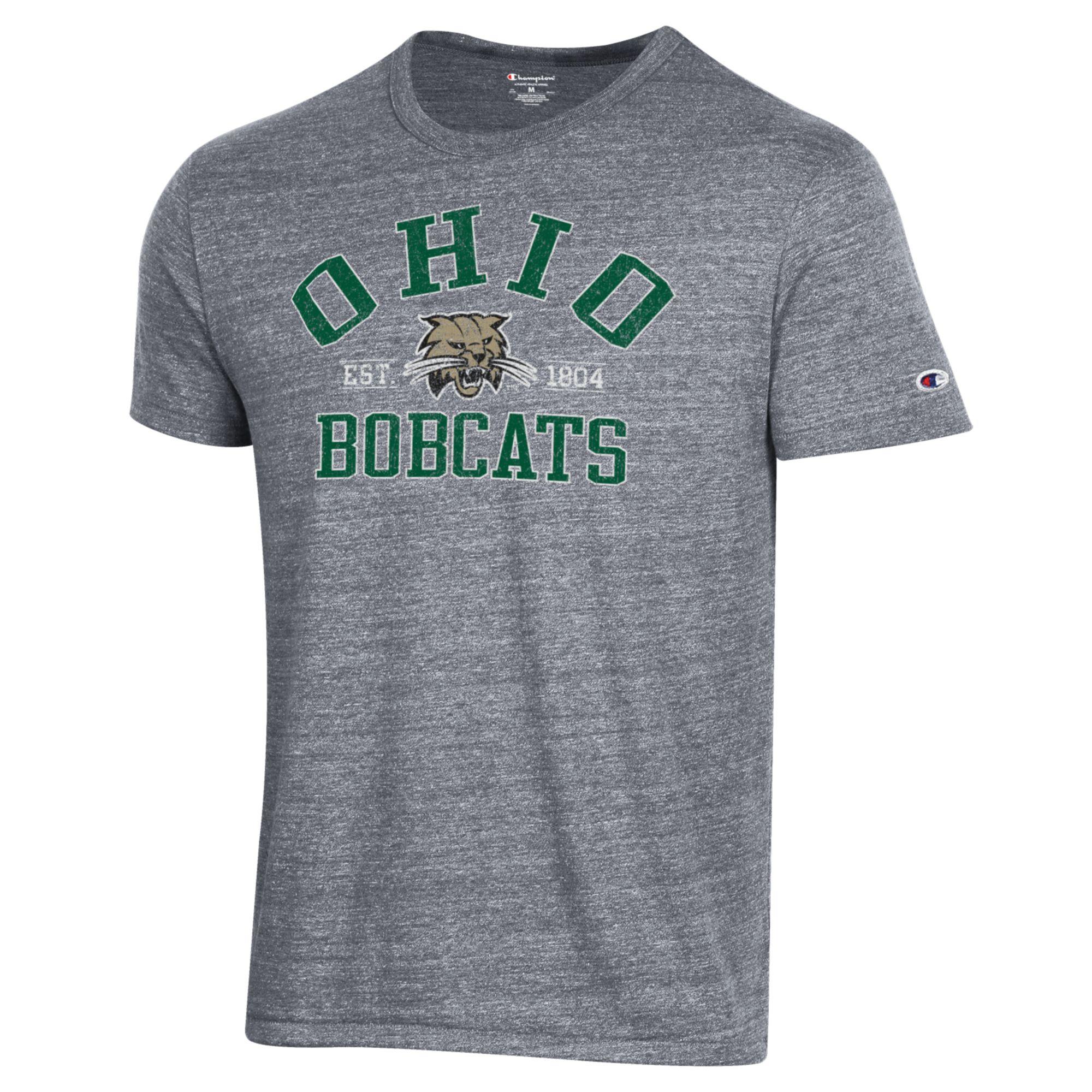 Men's Champion Heathered Gray Ohio Bobcats Ultimate Tri-Blend T-Shirt - Image 3