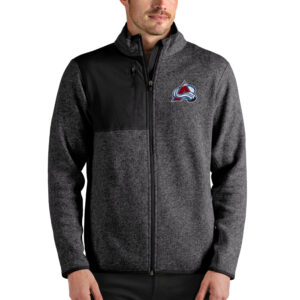 Men's Antigua Heathered Charcoal Colorado Avalanche Fortune Full-Zip Jacket