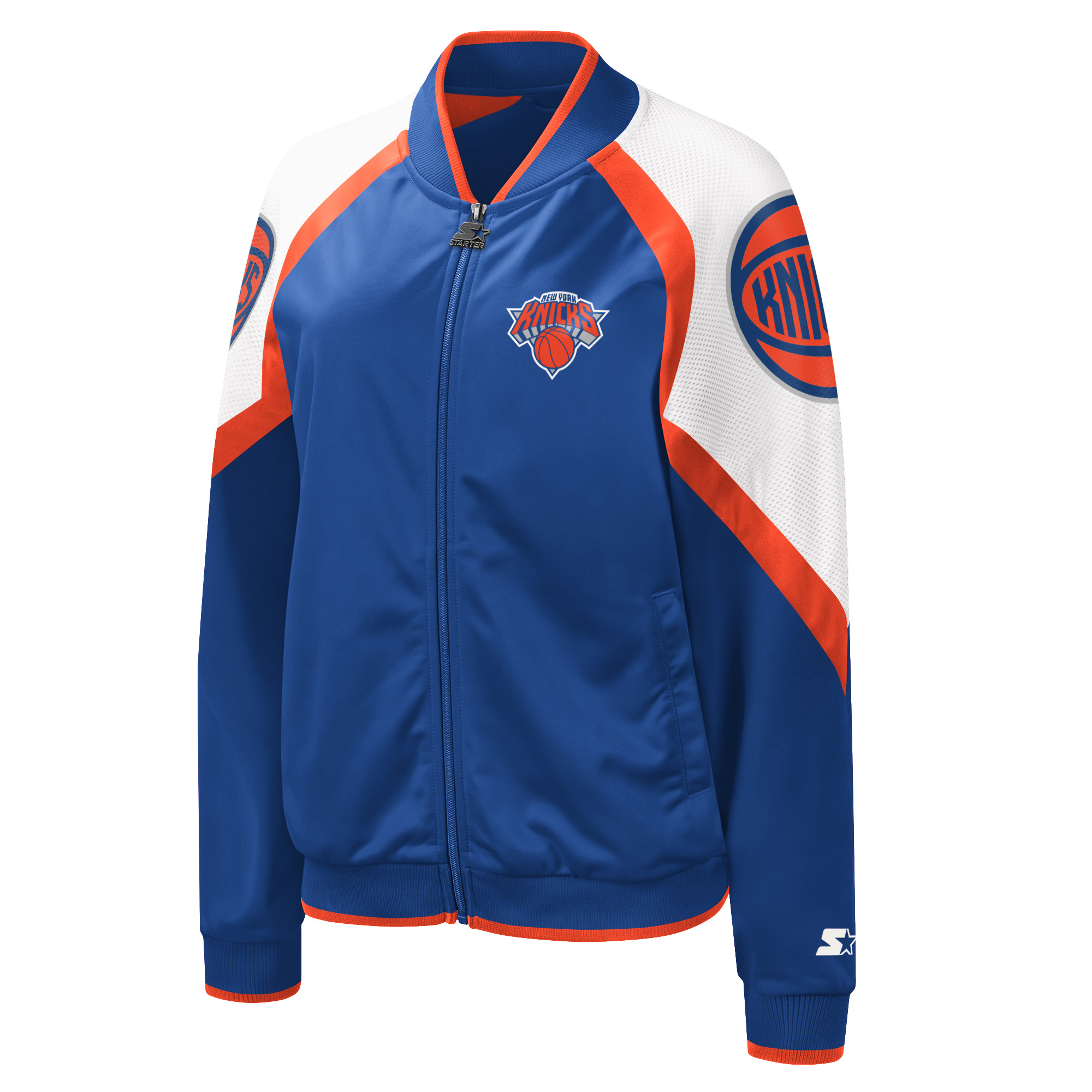 Women's Starter Blue/Orange New York Knicks Fan Girl Satin Raglan Full-Zip Jacket - Image 6