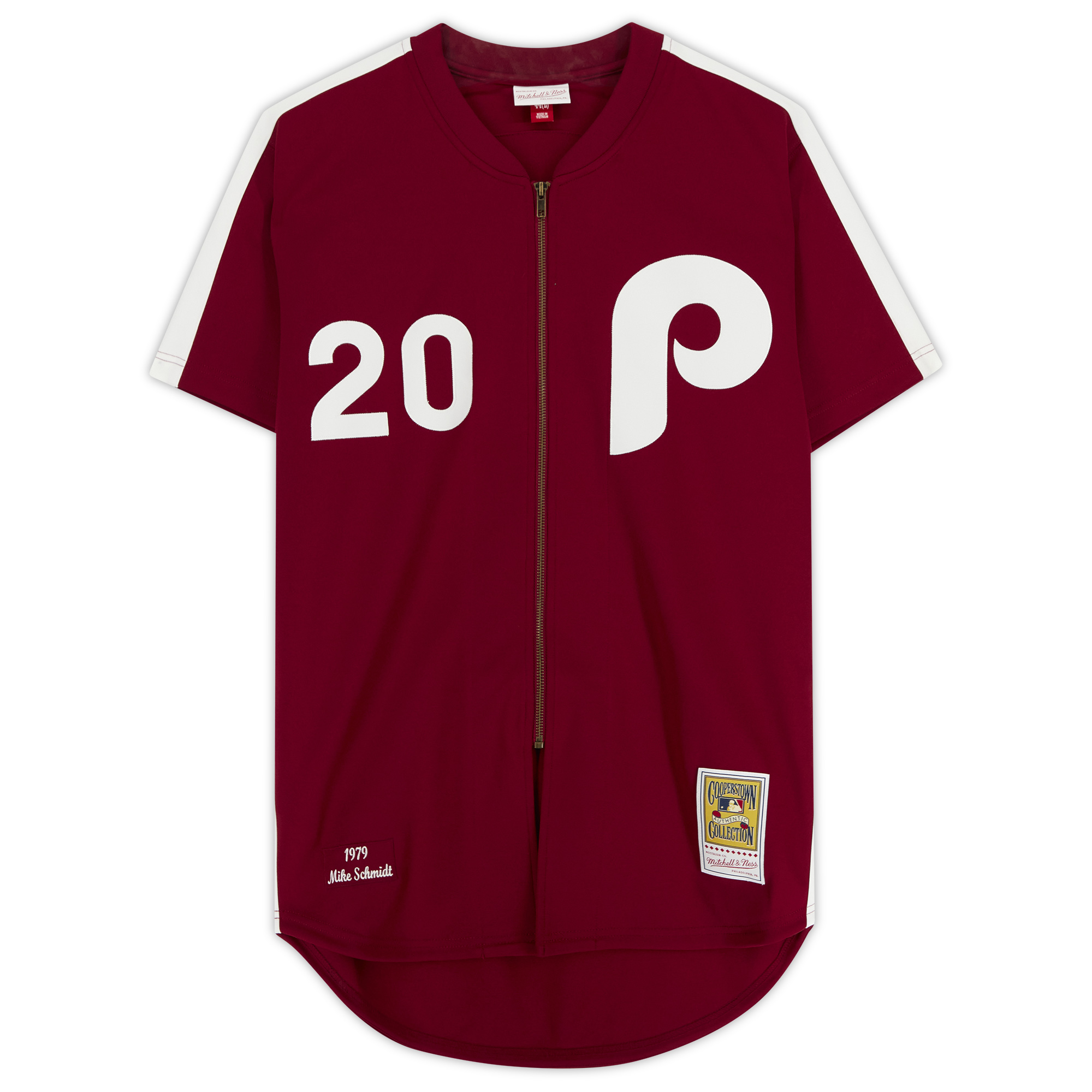 Mike Schmidt Burgundy Philadelphia Phillies Autographed Mitchell & Ness Authentic Jersey - Image 4