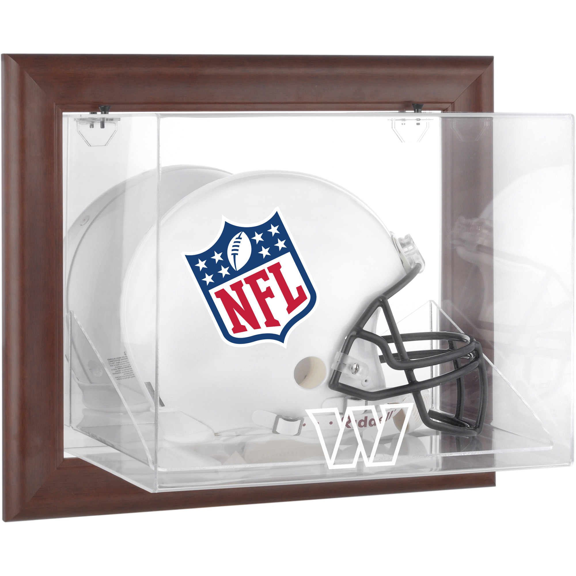 Washington Commanders Brown Framed Wall-Mounted Logo Helmet Display Case