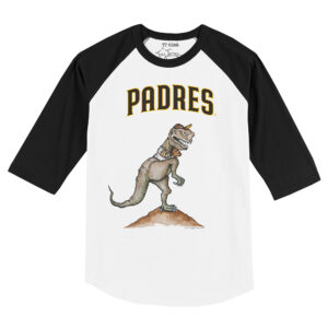 Infant Tiny Turnip White/Black San Diego Padres TT Rex Raglan 3/4 Sleeve T-Shirt