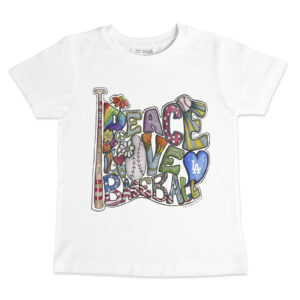 Toddler Tiny Turnip White Los Angeles Dodgers Peace Love Baseball T-Shirt