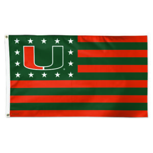WinCraft Miami Hurricanes 3' x 5' Single-Sided Deluxe Patriotic Stars & Stripes Flag