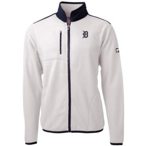 Men's Cutter & Buck White Detroit Tigers Big & Tall Cascade Eco Sherpa Fleece Full-Zip Jacket