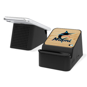 Miami Marlins 5-Watt Baseball Bat Design Wireless Charging Station and Bluetooth Speaker