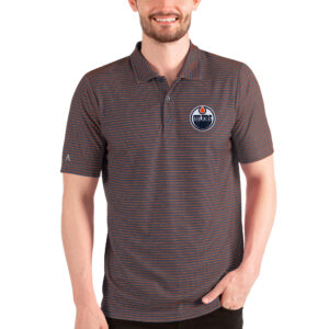 Men's Antigua Heathered Navy/Orange Edmonton Oilers Esteem Polo