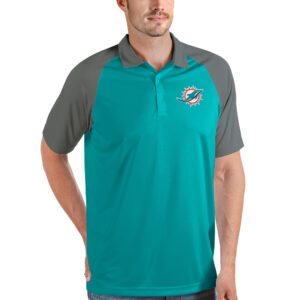 Men's Antigua Turquoise/Steel Miami Dolphins Nova Polo