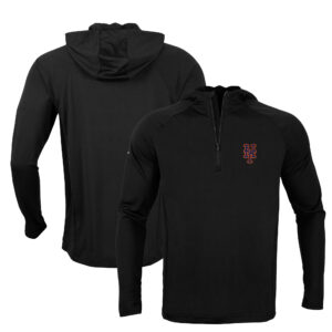 Men's Levelwear Black New York Mets Zander Insignia Core Quarter-Zip Pullover Hoodie