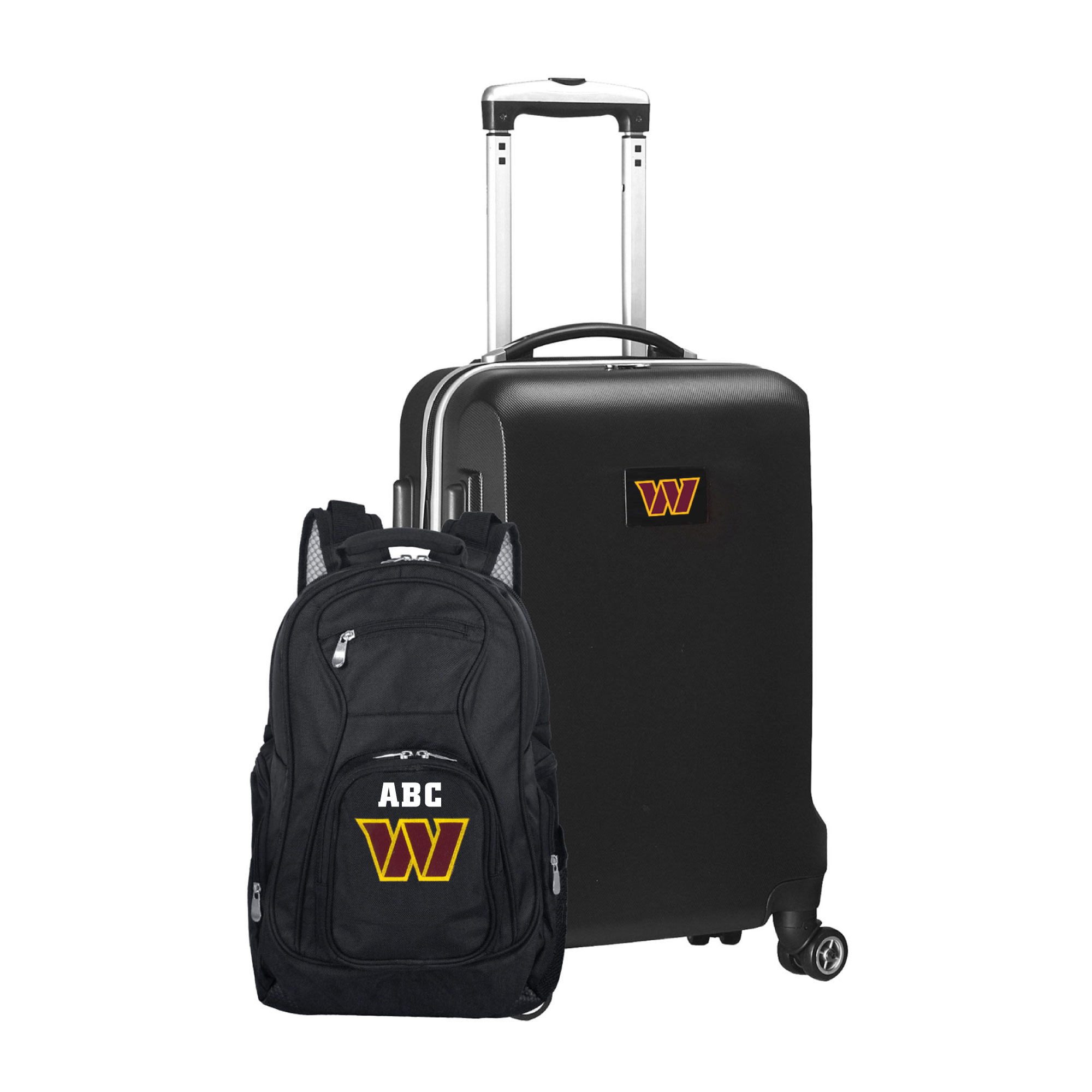 MOJO Black Washington Commanders Personalized Deluxe 2-Piece Backpack & Carry-On Set