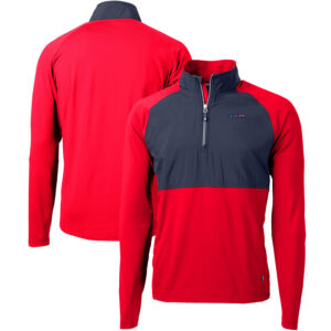Men's Cutter & Buck Scarlet San Francisco 49ers Americana Adapt Eco Knit Hybrid Recycled Quarter-Zip Pullover Top