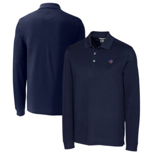Men's Cutter & Buck Navy Tennessee Titans Advantage Pique Long Sleeve Polo