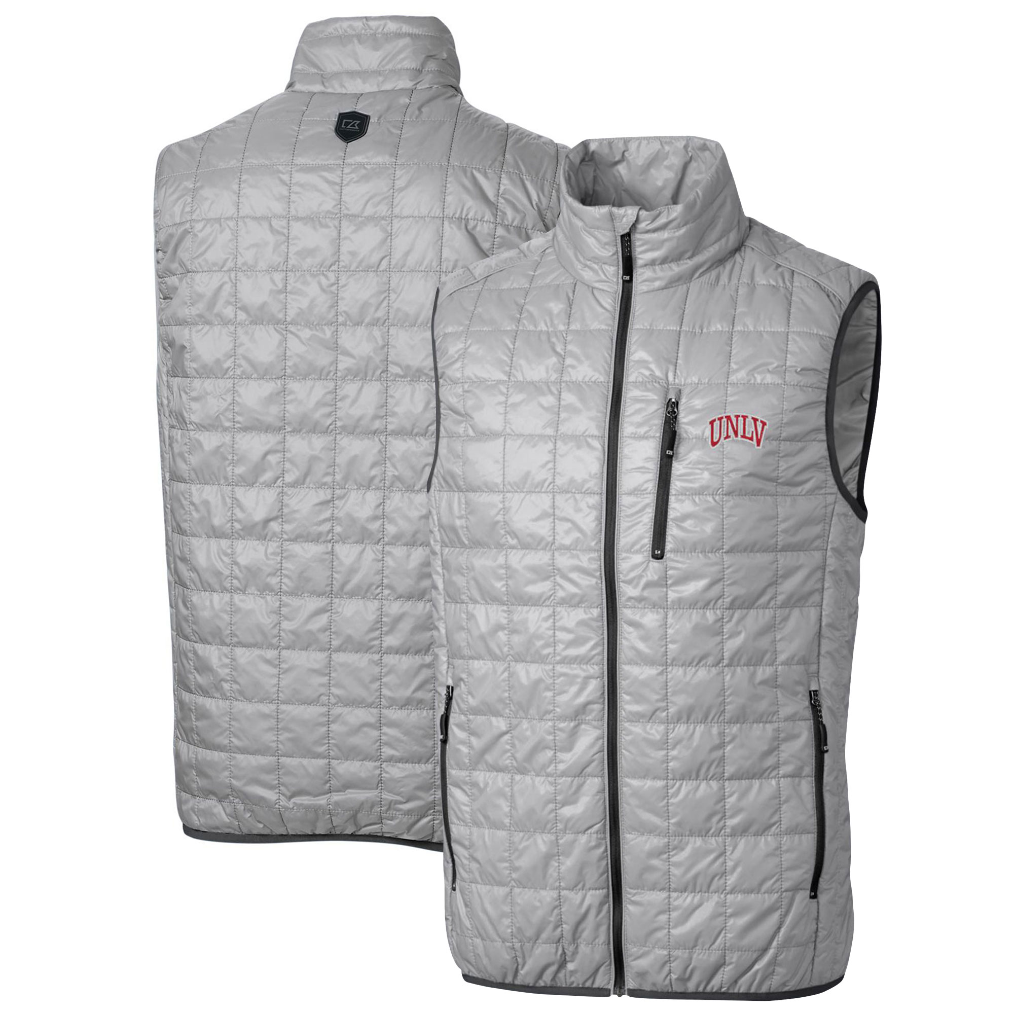 Men's Cutter & Buck Gray UNLV Rebels Big & Tall Rainier PrimaLoft Eco Full-Zip Puffer Vest