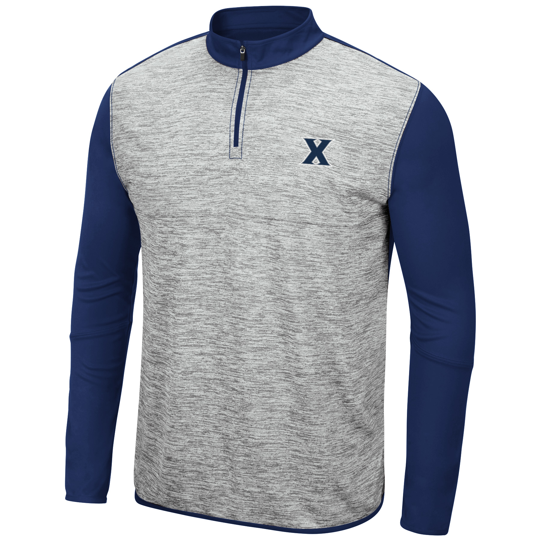 Men's Colosseum Heather Gray/Navy Xavier Musketeers Prospect Quarter-Zip Jacket - Image 3