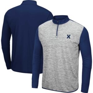 Men's Colosseum Heather Gray/Navy Xavier Musketeers Prospect Quarter-Zip Jacket