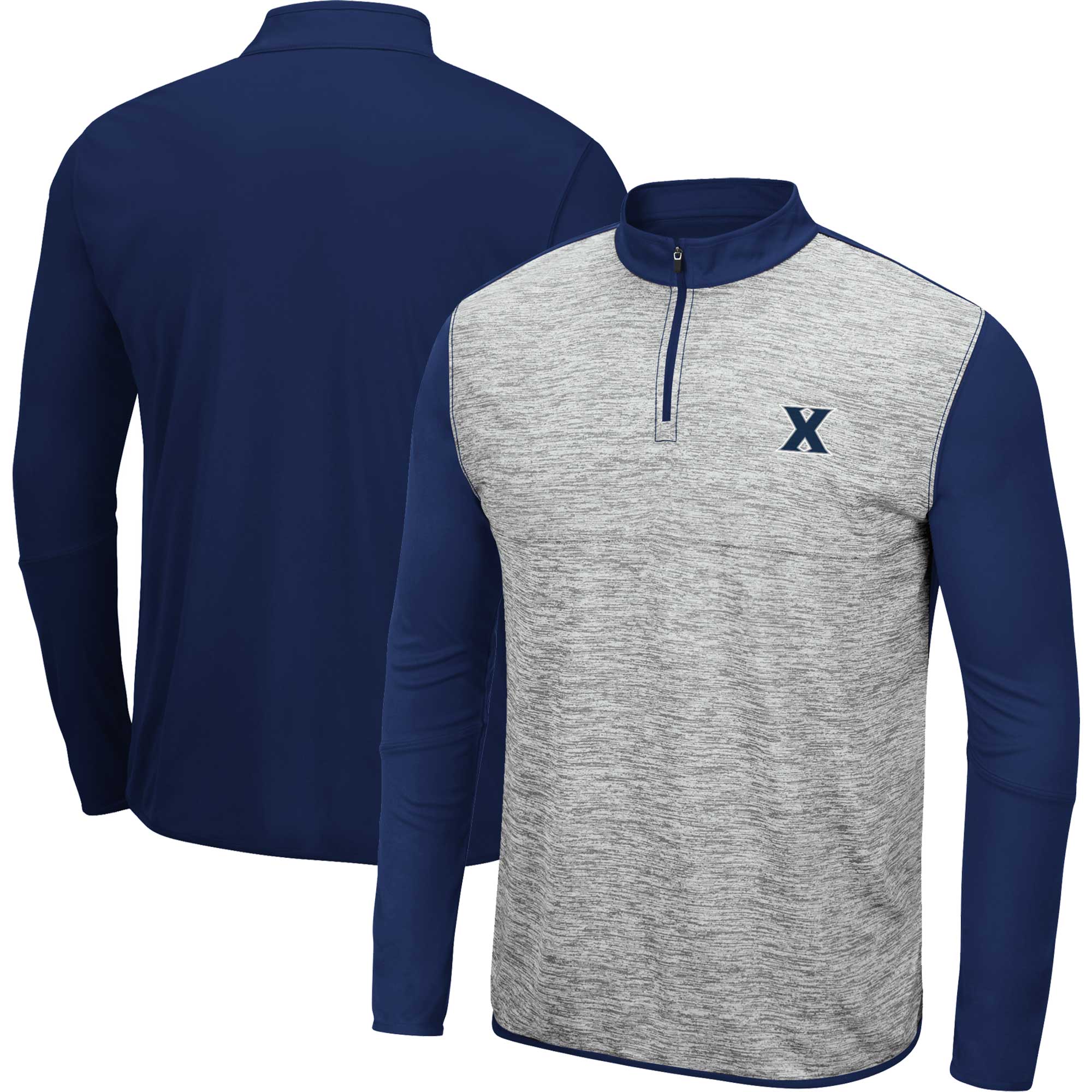Men's Colosseum Heather Gray/Navy Xavier Musketeers Prospect Quarter-Zip Jacket