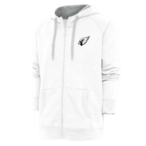 Men's Antigua White Arizona Cardinals Metallic Logo Victory Full-Zip Hoodie