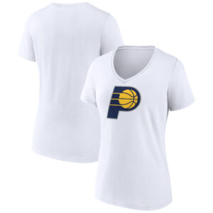 Women's White Indiana Pacers Logo V-Neck T-Shirt
