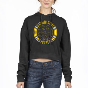 Women's Uscape Apparel Black Wichita State Shockers Pigment Dyed Fleece Crop Hoodie