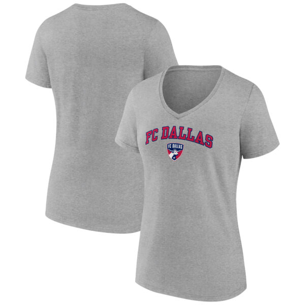 Women's Gray FC Dallas Heart and Soul V-Neck T-Shirt