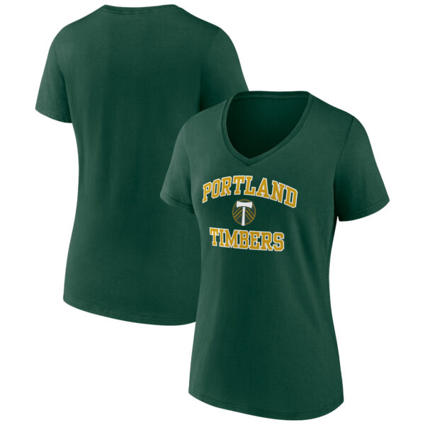 Women's Green Portland Timbers Heart and Soul V-Neck T-Shirt