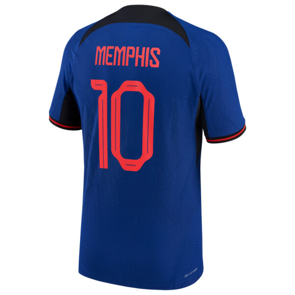 Men's Nike Memphis Depay Blue Netherlands National Team 2022/23 Away Vapor Match Authentic Player Jersey - Image 10
