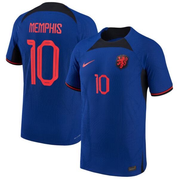 Men's Nike Memphis Depay Blue Netherlands National Team 2022/23 Away Vapor Match Authentic Player Jersey