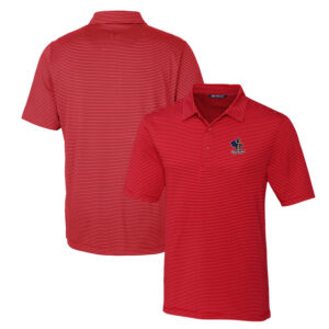 Men's Cutter & Buck Red Delaware Fightin' Blue Hens Forge Pencil Stripe Stretch Polo