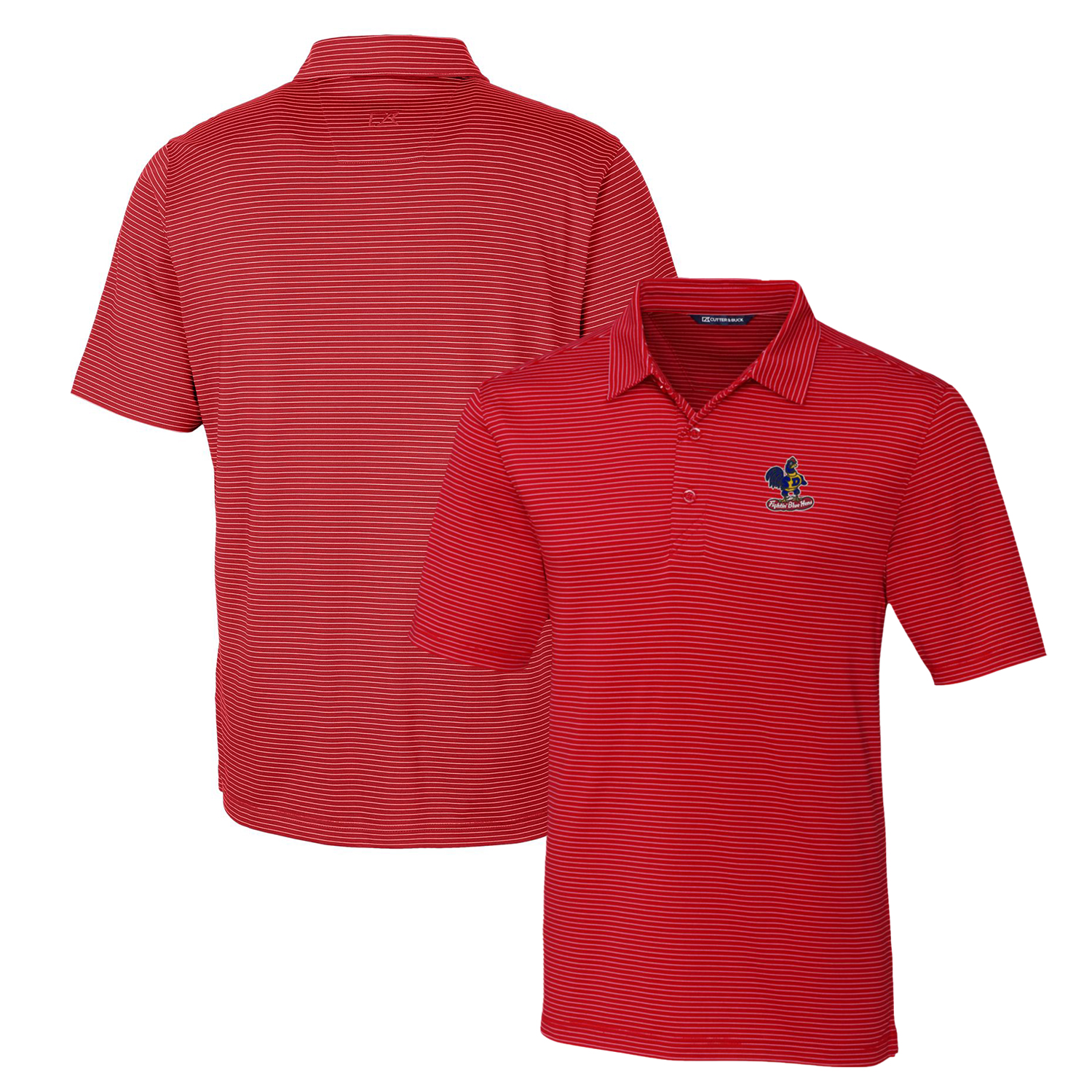 Men's Cutter & Buck Red Delaware Fightin' Blue Hens Forge Pencil Stripe Stretch Polo