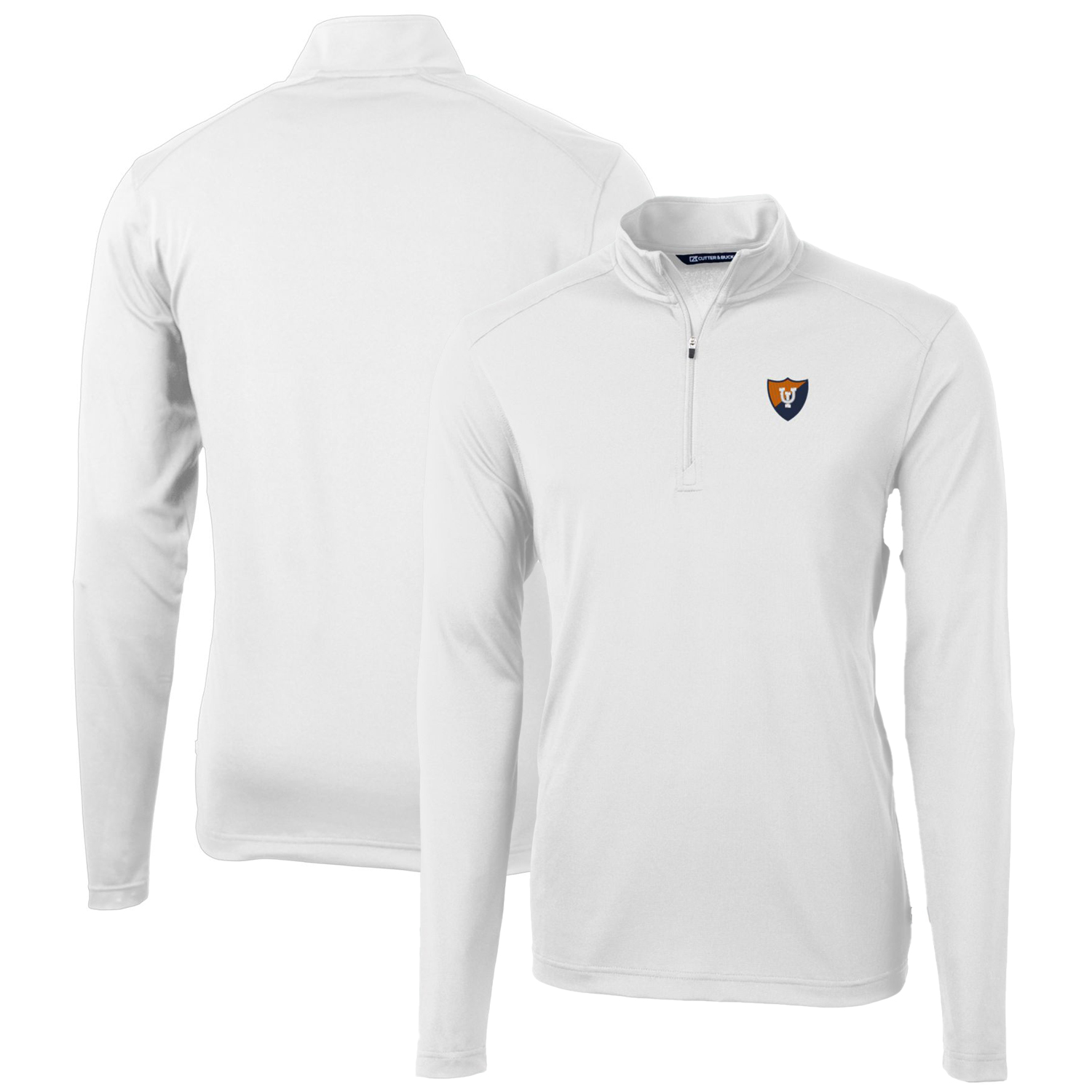 Men's Cutter & Buck White Illinois Fighting Illini Virtue Eco Pique Recycled Quarter-Zip Pullover Top - Image 5
