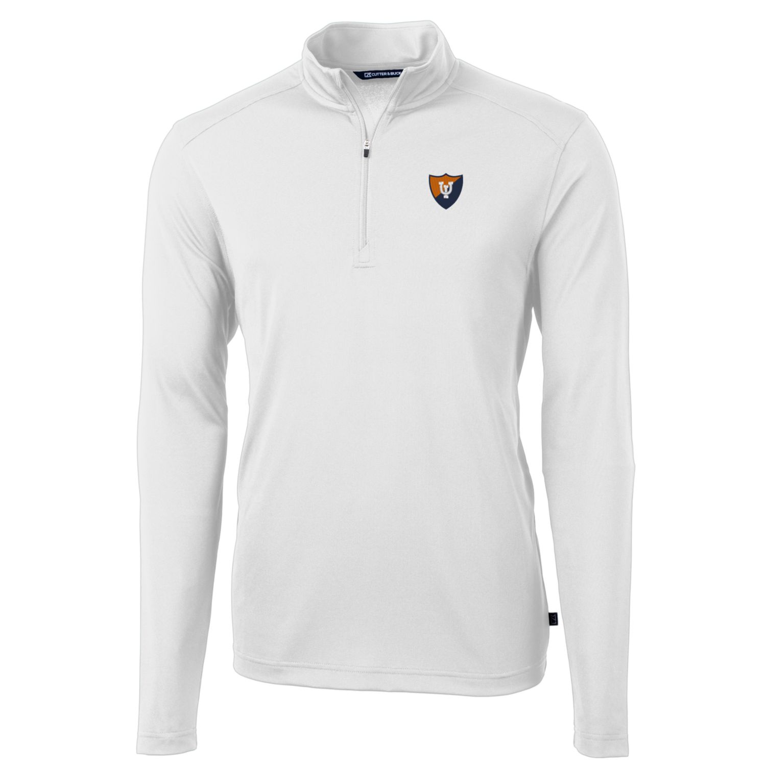 Men's Cutter & Buck White Illinois Fighting Illini Virtue Eco Pique Recycled Quarter-Zip Pullover Top - Image 3