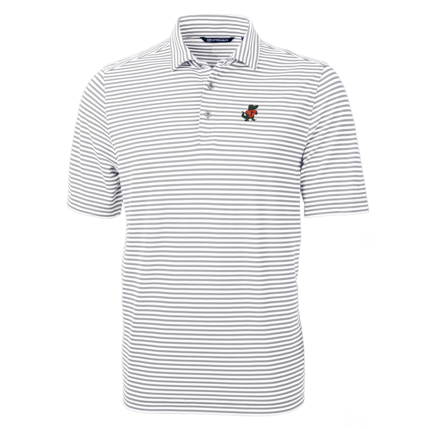 Men's Cutter & Buck Gray Florida Gators Throwback Logo Virtue Eco Pique Stripe Recycled Polo - Image 6