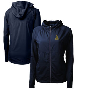 Women's Cutter & Buck Navy Northern Arizona Lumberjacks Adapt Eco Knit Hybrid Recycled Full-Zip Hoodie