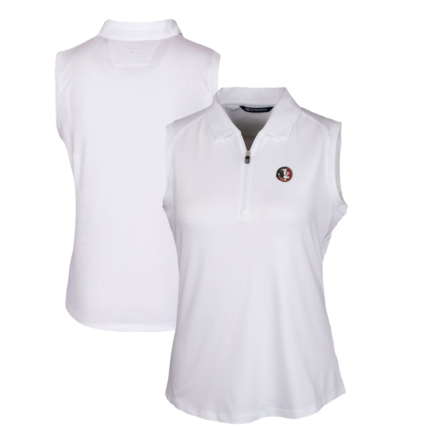 Women's Cutter & Buck White Florida State Seminoles Forge Stretch Sleeveless Polo