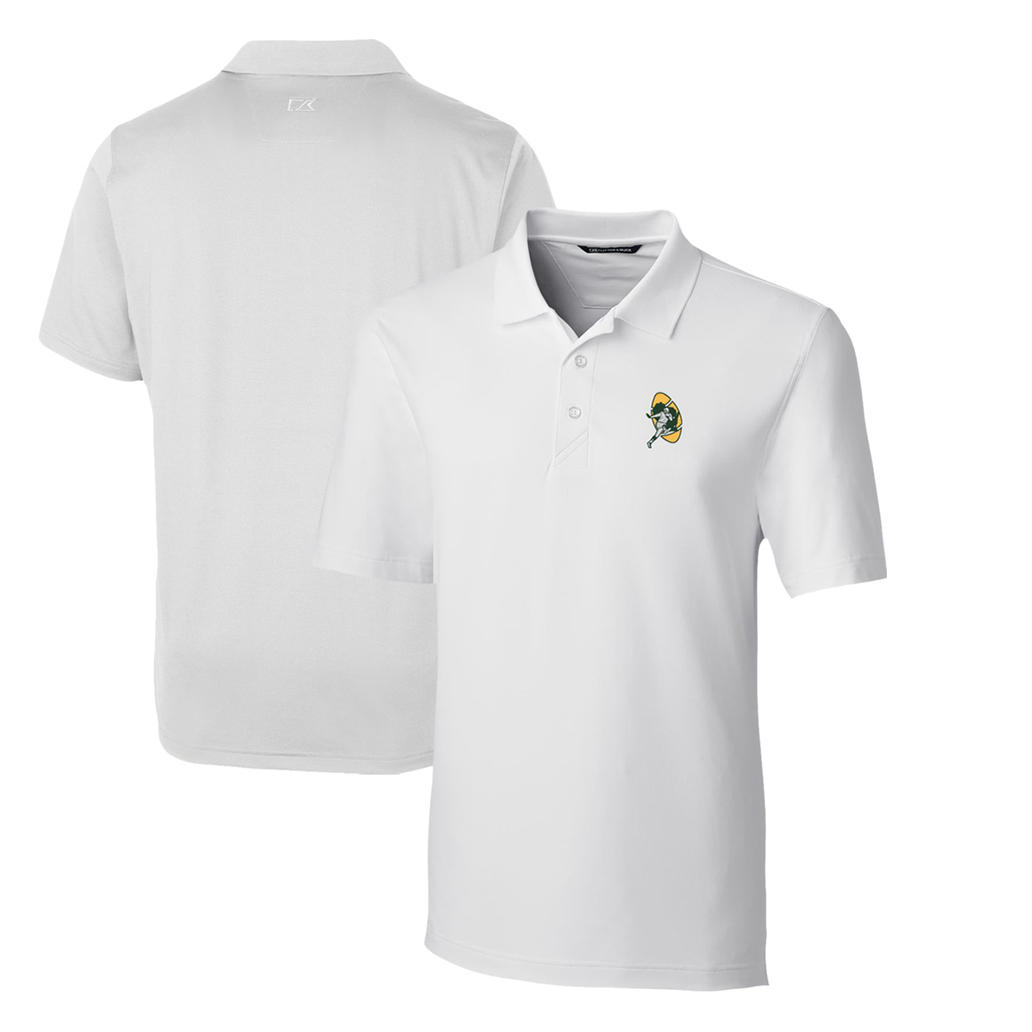 Men's Cutter & Buck White Green Bay Packers Throwback Logo Forge Stretch Polo