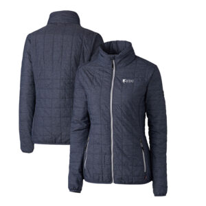 Women's Cutter & Buck Heather Navy Fairleigh Dickinson Knights Rainier Eco Insulated Puffer Full-Zip Jacket