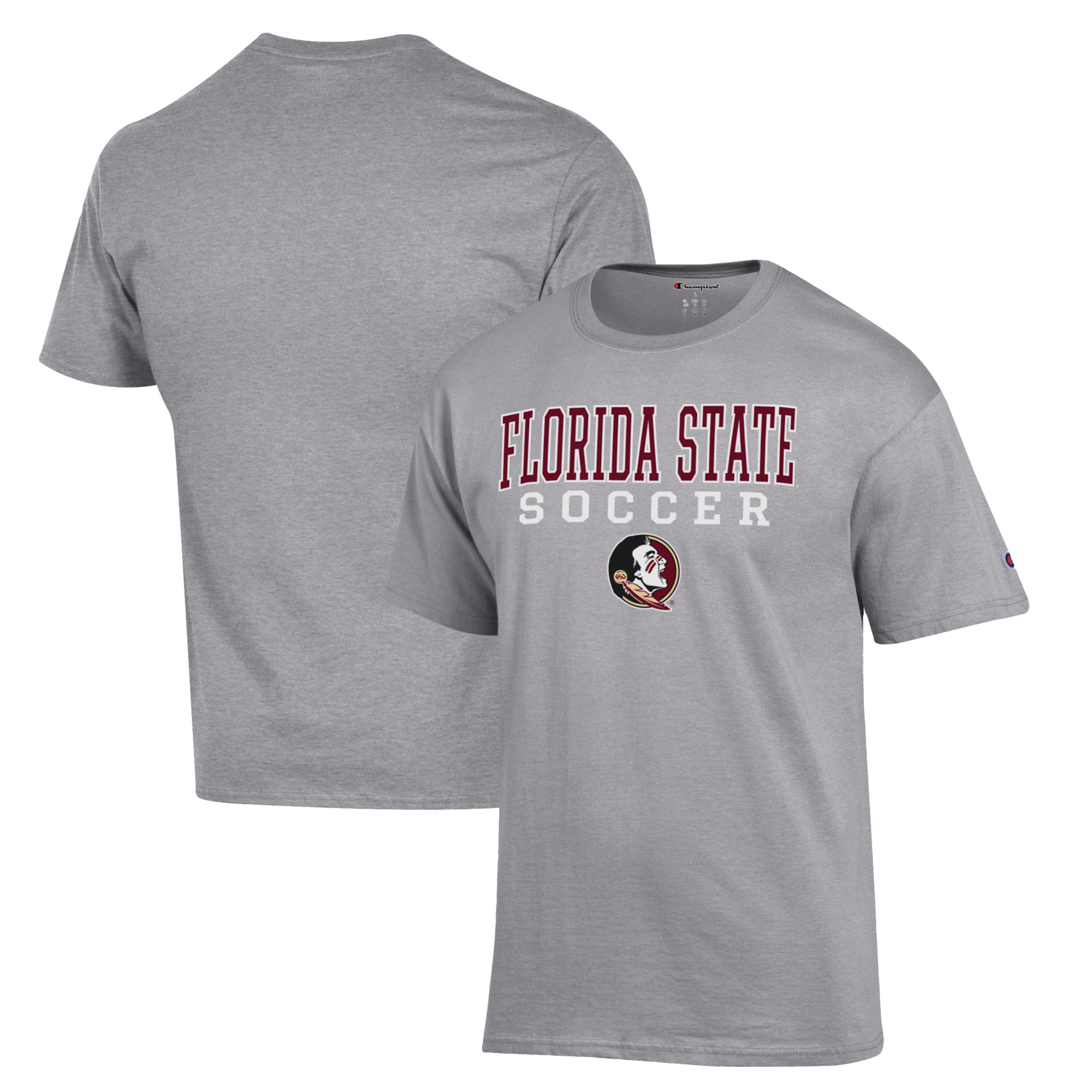 Men's Champion Gray Florida State Seminoles Soccer Stack Logo T-Shirt - Image 2