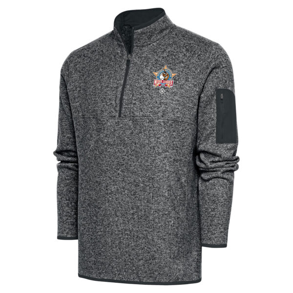 Men's Antigua Heather Charcoal Negro League Fortune Quarter-Zip Pullover Jacket