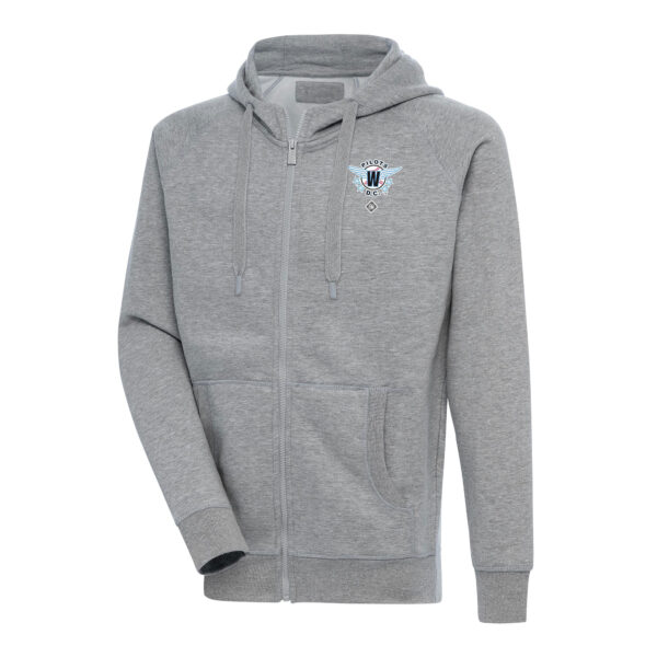 Men's Antigua Heather Gray Washington Pilots Victory Full-Zip Hoodie