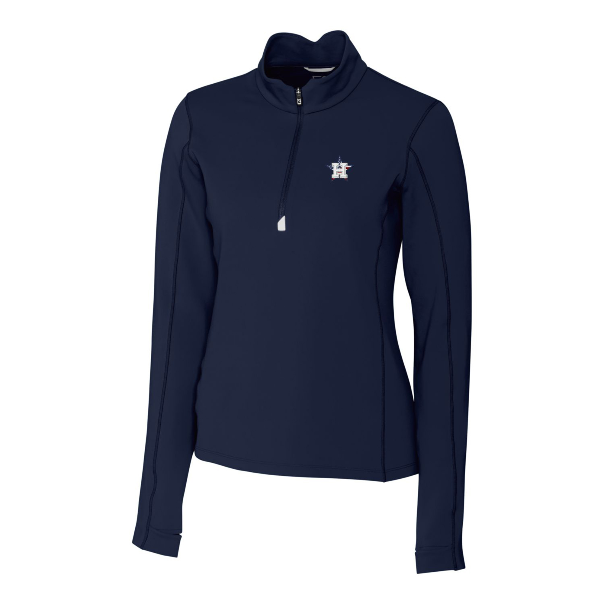 Women's Cutter & Buck Navy Houston Astros Americana Logo DryTec Traverse Stretch Quarter-Zip Pullover Top - Image 3