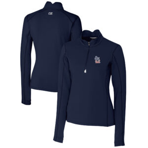Women's Cutter & Buck Navy St. Louis Cardinals Americana Logo DryTec Traverse Stretch Quarter-Zip Pullover Top